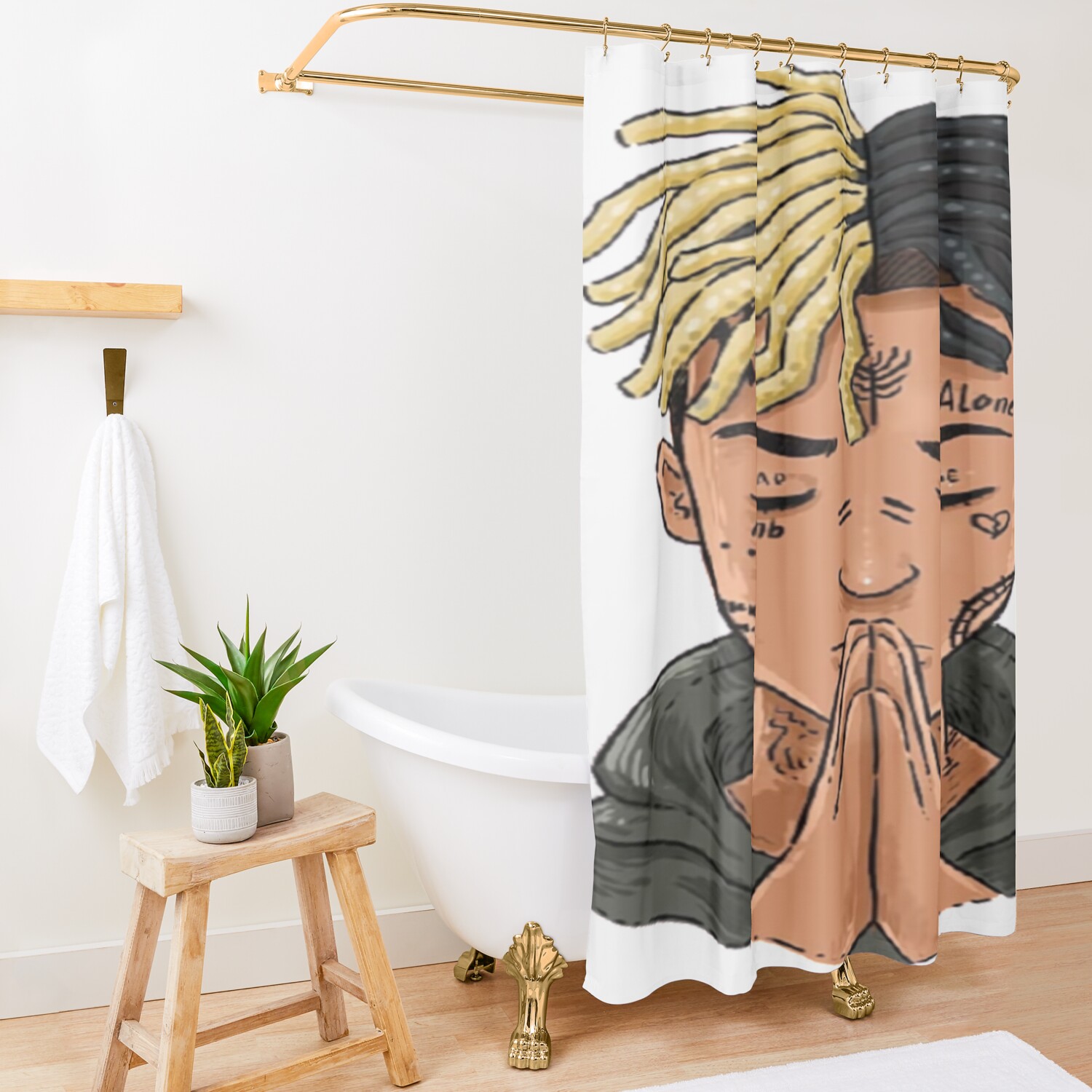 XXXTentation draw cartoon RIP legend Rap Shower curtain Official Haikyuu Merch