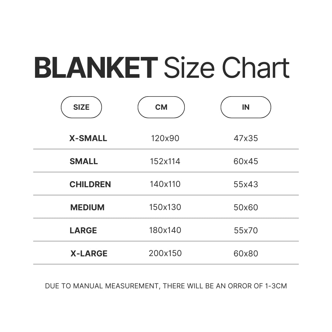 Blanket Size Chart - XXXTentacion Shop