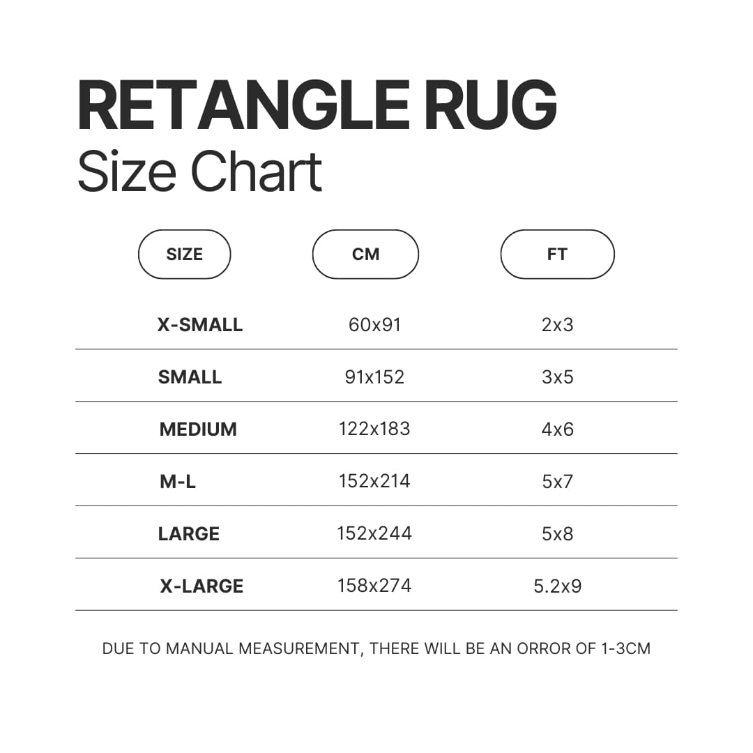 Retangle Rug Size Chart - XXXTentacion Shop