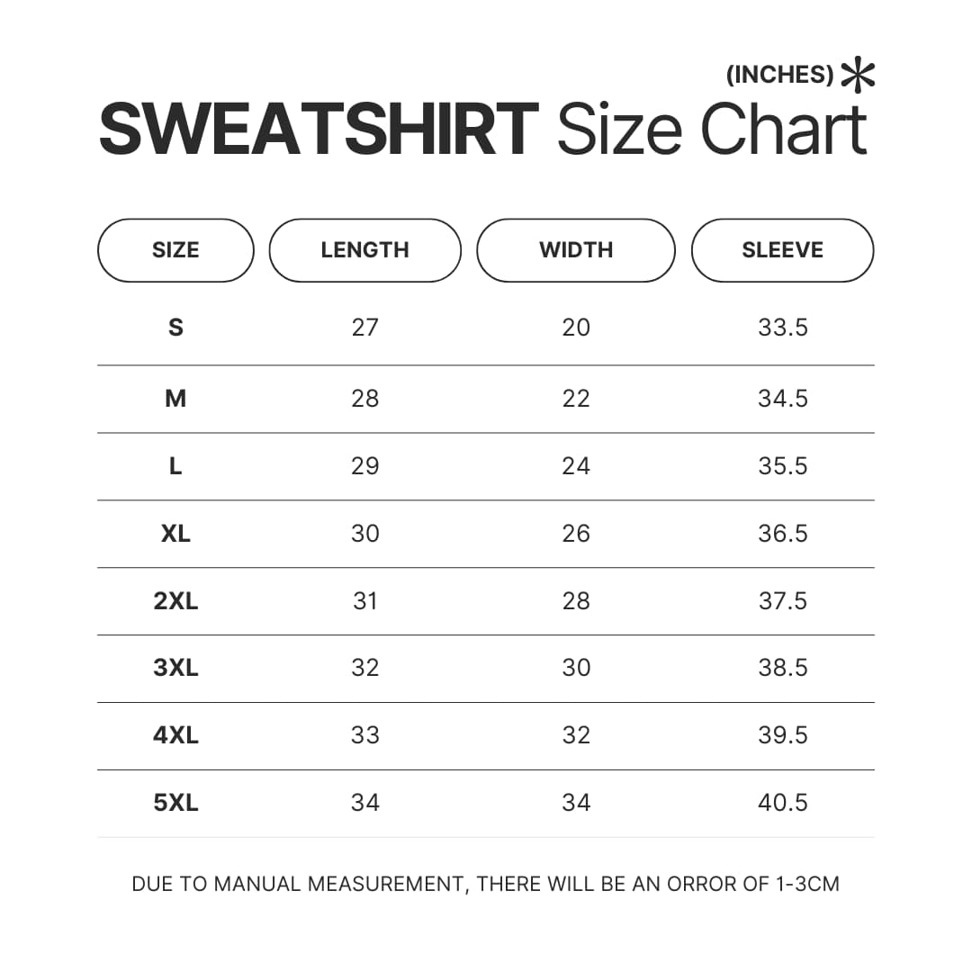Sweatshirt Size Chart - XXXTentacion Shop